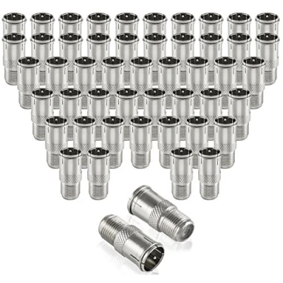 Abbildung von Poppstar 50x SAT F Quickstecker (Coax Schnellverbinder: Buchse auf Stecker) Kupplung für Koaxialkabel Antennenkabel, silbern