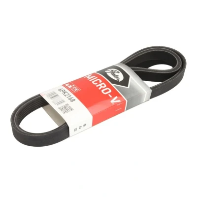 Abbildung von GATES Micro V 6PK2168 Keilrippenriemen 2168 6 Polyester, EPDM (Ethylen Propylen Dien Kautschuk) VOLKSWAGEN: TRANSPORTER 4 Bus