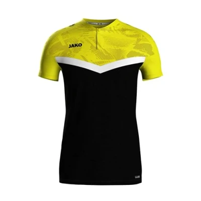 Abbildung von JAKO Iconic Poloshirt Herren &amp; Damen Schwarz/Soft Yellow 4XL Atmungsaktives Unisex Freizeit Shirt mit Keep Dry Funktion, 100% recyceltes Polyester
