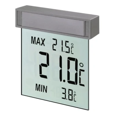 Abbildung von TFA Dostmann Vision digitales Fensterthermometer, 30.1025, großes Display mit Außentemperatur, L 97 x B 22 H 105 mm