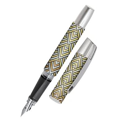 Abbildung von Online Füller Campus Golden Squares Tinten mit ergonomischem Griffstück Standard Tintenpatronen Füllhalter hochwertiger Feder Iridiumfeder medium für Schule, Uni, Vielschreiber