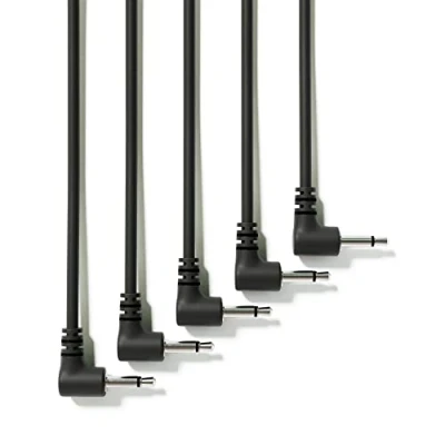 Abbildung von ExcelValley 5 Pack Rechtwinkliger Mono Modular Patchkabel 3,5mm 1/8&quot; Eurorack Synthesizer [Schwarz 30 cm 12&quot;]