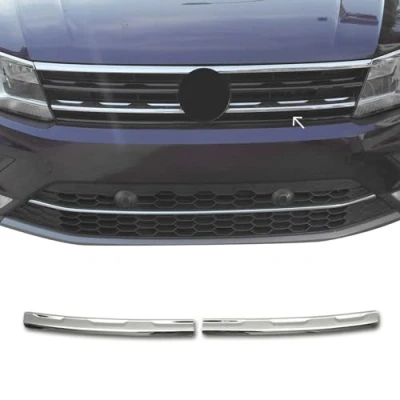 Abbildung von OMAC Kühlergrill Leisten Grillleisten kompatibel mit VW Tiguan 2016 2020 Edelstahl Silber 2tlg