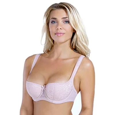 Abbildung von Rosme Lingerie Balconette BH mit gepolsterten Trägern für Damen, Kollektion Grand, Beige, Größe 80C