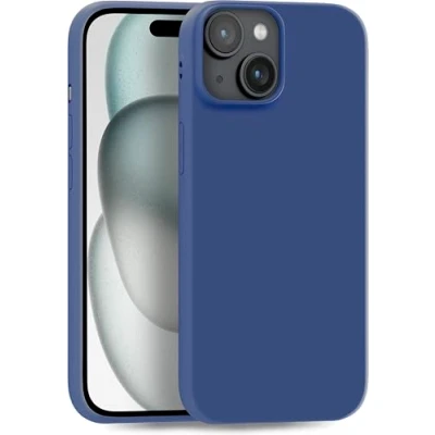 Abbildung von MyGadget Hülle kompatibel mit iPhone 15 Plus robuste Silikon Schutzhülle TPU Case Slim Silikonhülle Back Cover Ultra Kratzfest Handyhülle matt Dunkelblau