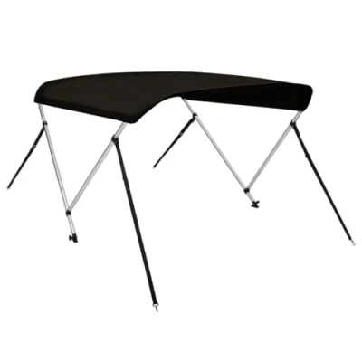 Abbildung von vidaXL 2 Bow Bimini Top, Bootsverdeck 4 verstellbare Nylonriemen, Sonnensegel Sonnenschutz für Boot, Sonnenverdeck Sonnendach, Schwarz 179x156x93cm