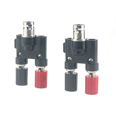 Abbildung von Aoowei BNC Weiblich Stecker auf Dual 4mm Bananenbuchse Binding Post Koaxial Adapter für Oszilloskop Kabel aus 2 Stücke