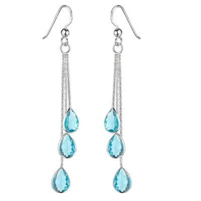 Abbildung von Materia Paar Ohrhänger Damen Tropfen Zirkonia Hellblau SO 277, 925 Sterling Silber