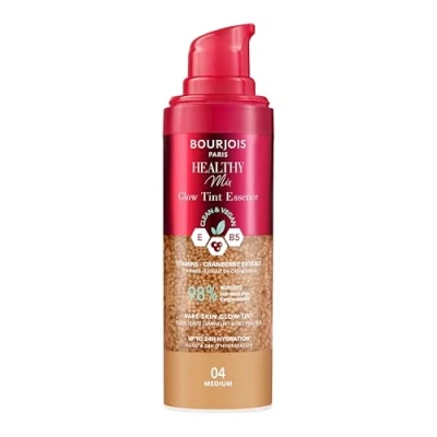 Abbildung von Bourjois Healthy Mix, 04 Medium, Glow Tint Essence, Filter Effekt für nackte Haut, strahlendes Finish, feuchtigkeitsspendende Farbe, erfrischende Textur, vegane und cleane Formel, 30 ml