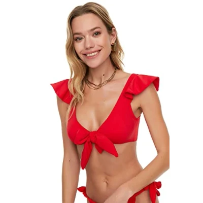 Abbildung von Trendyol Damen Binding, Detailed Band Bikini Top, Rot, 42 EU