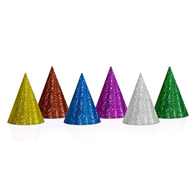 Abbildung von partydeco Papierdekoration, Partyhüte Hologramm 16cm mit Glitzer Effekt 20er Set bunt