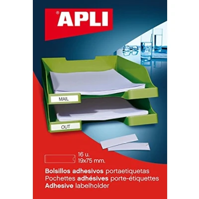 Abbildung von APLI 2615 Selbstklebende Taschen für Etiketten, 19 x 75 mm, 16 Stück