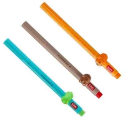 Abbildung von LEGAMI Gelstift Lovely Friends, dekoratives Tier, abnehmbar und neu kombinierbar, verhindert Rollen, feine 0,5 mm Spitze, 3er Set DINO, TIGER TEDDY (WILD)