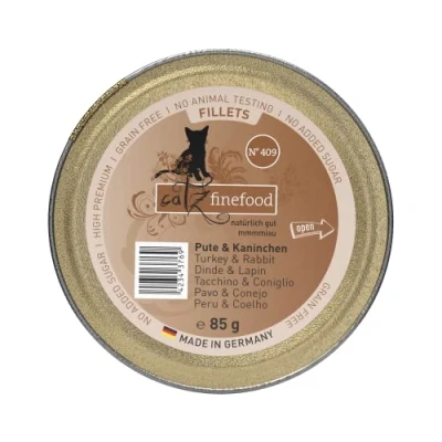 Abbildung von catz finefood Katzenfutter nass feine Filets No. 409 Pute &amp; Kaninchen in Jelly getreidefreies Nassfutter für Ihre Katze ohne Zucker Katzennassfutter vom Feinste Gelee, 85 g (12er Pack)