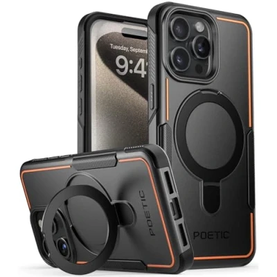 Abbildung von Poetic Neon MagPro Hülle kompatibel mit iPhone 15 Pro Max 5G 6,7 Zoll, [kompatibel MagSafe] Dual Layer Heavy Duty Tough Rugged Shockproof Protective 2023 New Cover, Magnetic Ring Stand, Black