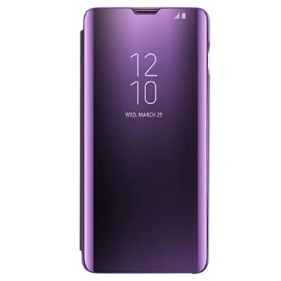 Abbildung von AICase Kompatibel Galaxy S10 Hülle Folio Schutzhülle für S10, Flip Handy Case Clear View Standing Cover mit Wake up/Sleep Funktion (lila)
