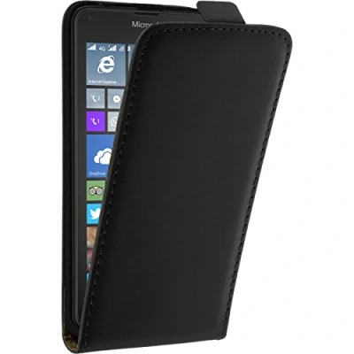 Abbildung von PhoneNatic Kunst Lederhülle kompatibel mit Microsoft Lumia 640 Flip Case schwarz + 2 Schutzfolien