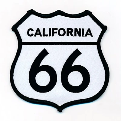 Abbildung von hegibaer 48 x mm Route 66 California USA Mother Road Patch Aufnäher Aufbügler 0755 A