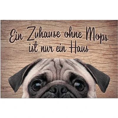 Abbildung von Fußmatte Türmatte Mops Spruch lustig in 40x60 cm als Fussabtreter, matches21 HOME &amp; HOBBY, rechteckig, Höhe: 5 mm, Rutschfester Türvorleger für innen waschbare Schmutzfangmatte