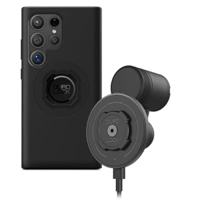 Abbildung von Quad Lock Lüftungshalterung Auto Kit mit MAG Wireless Charging Head V2 und Galaxy S24 Ultra Smartphone Hülle