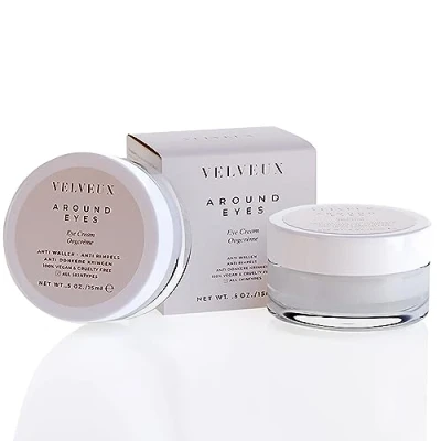 Abbildung von Velveux® Augencreme Gegen Falten und Augenringe Anti Tränensäcke 15ml Eye Cream 100% Natürlich Creme Angereichert mit Arganöl Vitamin E Erfrischend