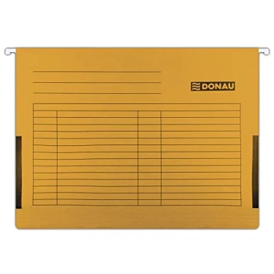Abbildung von DONAU 7420905 12 Hängetasche mit Leinenfröschen Aus Recycling Karton 230 GSM für DIN A4 Farbe: Orange 5er Packung auswechselbarem Blanko Schildchen