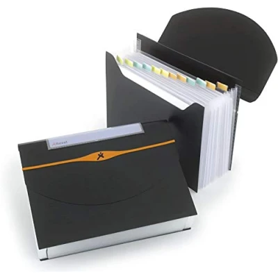 Abbildung von Rexel Optima Fächermappe Polypropylen 13 teilig Kapazität 500 Blatt A4 schwarz