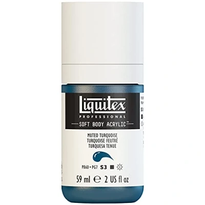 Abbildung von Liquitex 1959503 Professional Acrylfarbe Soft Body Künstlerfarbe in cremiger deckender Konsistenz, hohe Pigmentierung, lichtecht &amp; alterungsbeständig, 59ml Flasche Gedämpftes Türkis