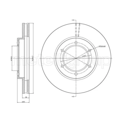 Abbildung von METELLI Bremsscheibe MINI: Countryman, TOYOTA: Hiace 4 Kasten, Bus 284,7mm 28,0mm 6 Belüftet 23 1574 Bremsscheiben, Scheibenbremsen