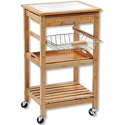Abbildung von Kesper Küchenwagen, Material: Bambus, Keramik, Maße: B 48 x H 81 T 38 cm, Farbe: Braun, Weiß 25776 13