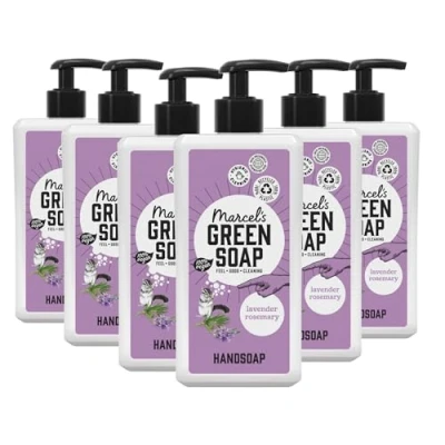 Abbildung von Marcel&#039;s Green Soap Handseife Lavendel &amp; Rosmarin Flüssigseife Spender 100% Umweltfreundlich Vegan 97% Biologisch abbaubar 6er Pack 500 ml