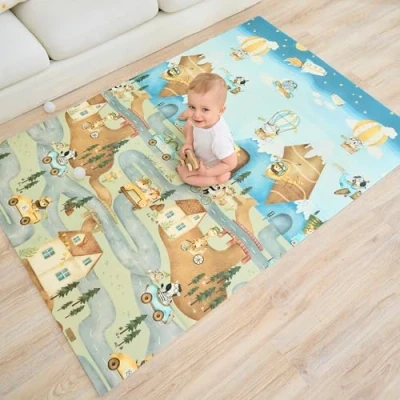 Abbildung von Babymatte Kindermatte Baby Spielmatte 120x180x1cm. Wendefähige und ungiftige Dicke Faltbare wasserdichte Schaumstoff Kinderteppich. Krabbelmatte Spiel Teppich Bodenmatte Kinder Matte Geschenk