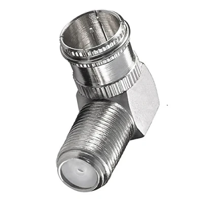 Abbildung von BestPlug Sat LNB Adapter Verbindungsstück, F Quick Stecker männlich auf Buchse Kupplung weiblich 90 abgewinkelt, geeignet für 3D SD HD FullHD UHD 4K, Metallausführung