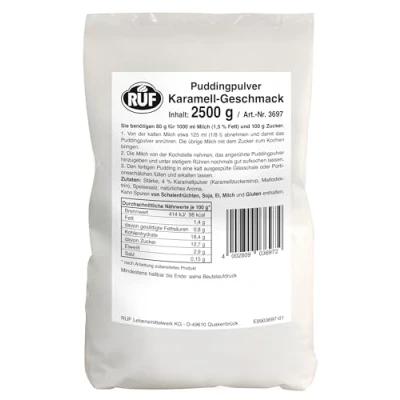 Abbildung von RUF Pudding Karamell, Puddingpulver für Karamellpudding, nur mit Milch und Zucker aufkochen, Großpackung, glutenfrei, ohne Allergene, 1x2500g