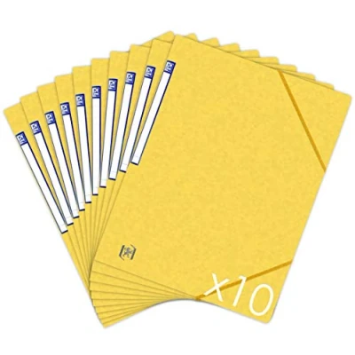 Abbildung von Oxford TopFile+ Sammelmappen, Karton, ohne Klappen, mit Gummizug, Format A4, Gelb, 10 Stück
