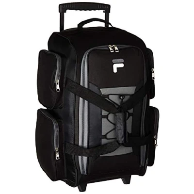 Abbildung von FILA leichte Reisetasche mit Rollen, 56 cm, schwarz, Einheitsgröße, 55,9 cm Rollen