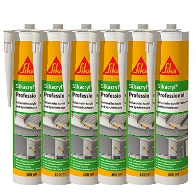 Abbildung von Sika Acryldichtstoff Sikacryl Professional Weiß ideal für Dicht und Anschlussfugen den Innenbereich geringer Schrumpf 6x 300 ml