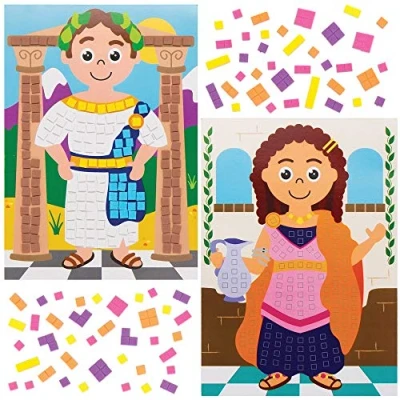 Abbildung von Baker Ross Mosaik Bastelsets „Römer“, für Kunst und Bastelprojekte Kinder (4 Stück)