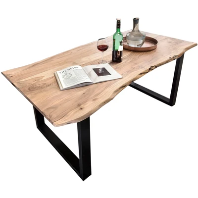 Abbildung von SIT Möbel TABLES &amp; CO Tisch 160x85 cm, Akazie natur, 36 mm Baumkante wie gewachsen, mit schwarzem Ku