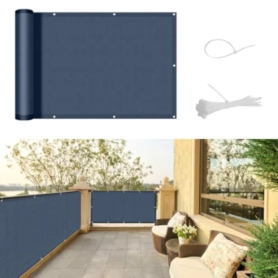 Abbildung von SUNNY GUARD Balkon Sichtschutz 90x200cm Balkonverkleidung Balkonabdeckung Balkonumspannungen UV Schutzwind und wetterfest mit Kabelbinder,Dunkelblau Anthrazit
