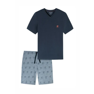 Abbildung von Schiesser Herren Schlafanzug kurz V Ausschnitt 95/5 Nightwear Pyjamaset, Nachtblau_182609, 54
