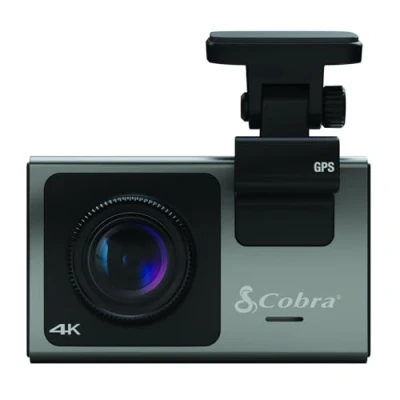 Abbildung von Cobra Smart Dashcam Autokamera SC400 UHD 4K Videoauflösung, 16 GB SD Karte, Kapazität für 3 Ansichten, GPS &amp; WiFi, Alexa integriert, SOS Alarm und Unfallberichte, Drive Smarter App, grau