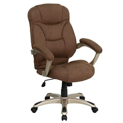 Abbildung von Flash Furniture Jessie Bürostuhl mit hoher Rückenlehne, Mikrofaser, modern, ergonomisch, Armlehnen, Braun
