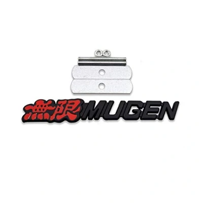 Abbildung von Metal Mugen Logo Auto Emblem Premium 3D Chrom Badge Racing Sport Aufkleber Turbo Power (Schwarz &amp; Rot, Frontgrill)