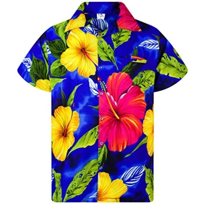 Abbildung von Funky Hawaiihemd, Kurzarm, Big Flower New, Dunkelblau, L
