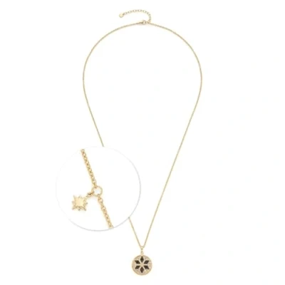 Abbildung von JEWELS BY LEONARDO Halskette Biella, lange Kette aus goldfarbenem Edelstahl, Sternmotiv mit schwarzen und klaren Glassteinen, 70 75 cm Länge, Schmuck Geschenk, 024365