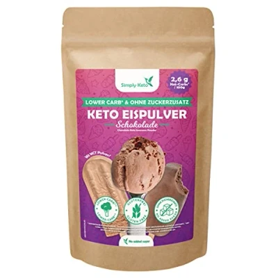 Abbildung von Simply Keto Lower Carb* Schoko Eis Mix Cremiges ohne Zuckerzusatz mit nur 2,6 g Netto Kohlenhydrate Maltit Glutenfrei, sojafrei &amp; ketogen für 10 Portionen (100 g)