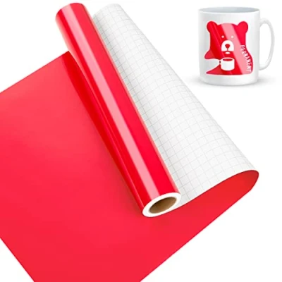 Abbildung von Lya Vinyl Rot Plotterfolie 30,5 x 500 cm PET Vinylfolie Plotter für Cricut, Hohe Qualität Schwarz Party Dekoration, Aufkleber, Craft Cutter