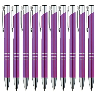 Abbildung von GIMEI® Metall Kugelschreiber 50 Stück Premium Set Hochwertig, Kulli für einfaches &amp; weiches Schreiben Blauschreibender Lila als optischer Hingucker