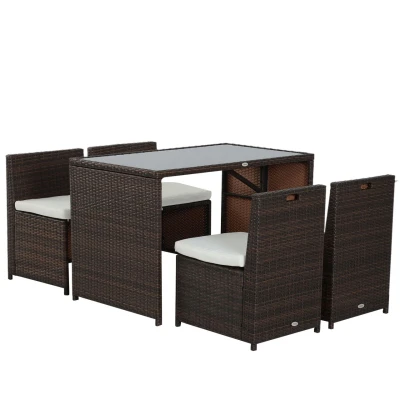 Abbildung von Outsunny Sitzgruppe Polyrattan Garnitur als 5 teiliges Set